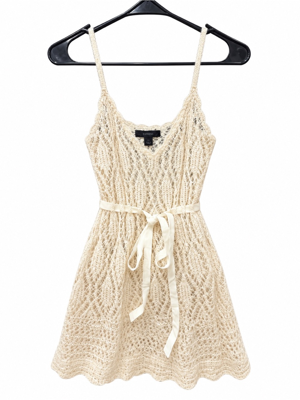 Express Cream Crochet Knit Top Size S – Boho Y2K Vintage-Inspired